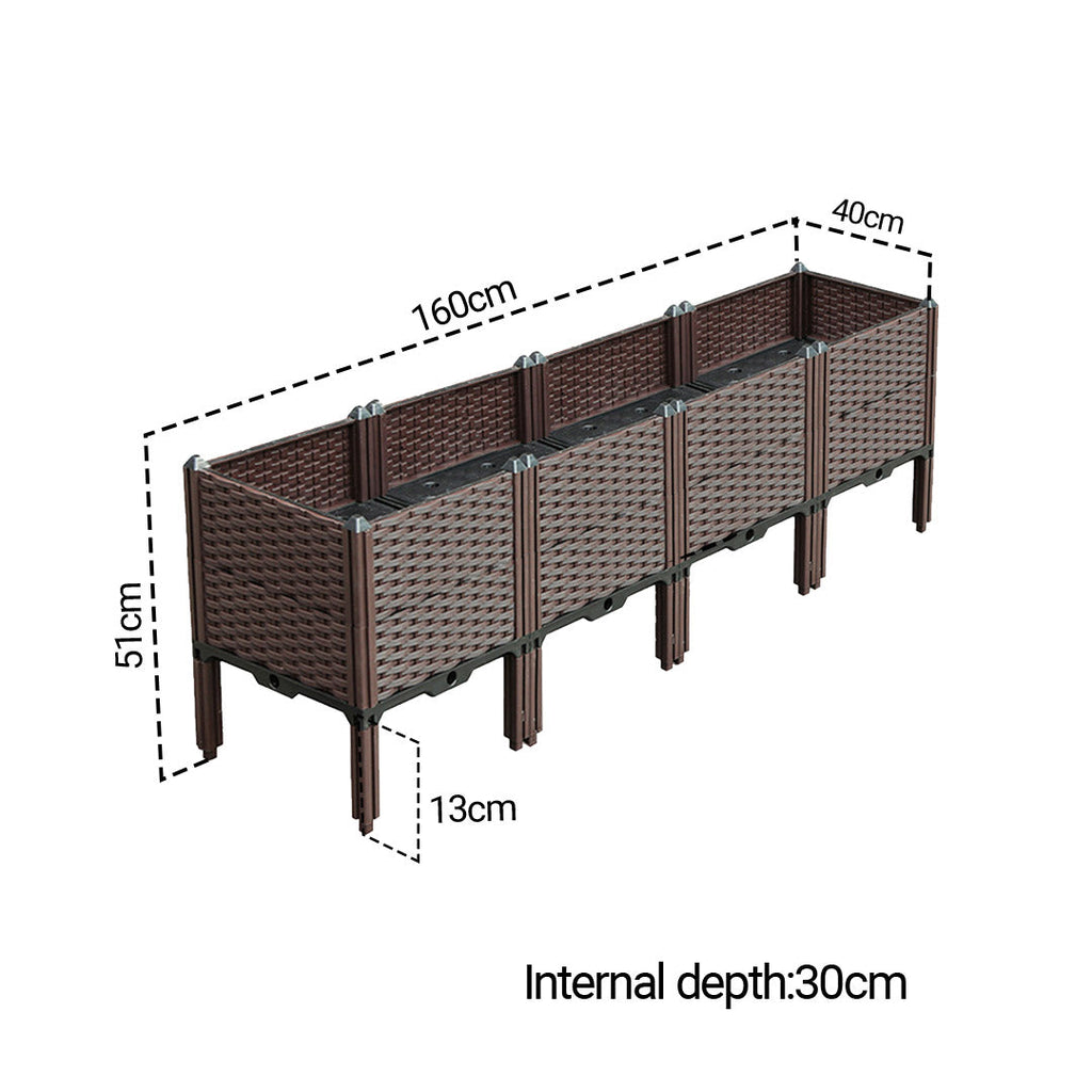 NNEAGS 160cm Raised Planter Box Vegetable Herb Flower Outdoor Plastic Plants Garden Bed with Legs Deepen-1