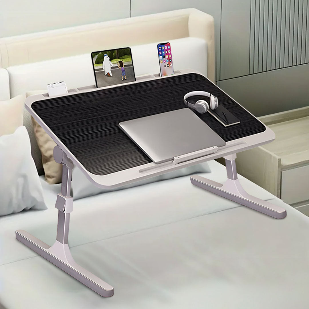 NNEAGS 2X 70X45cm Black Small Laptop Bed Portable Foldable Study Table Adjustable-1