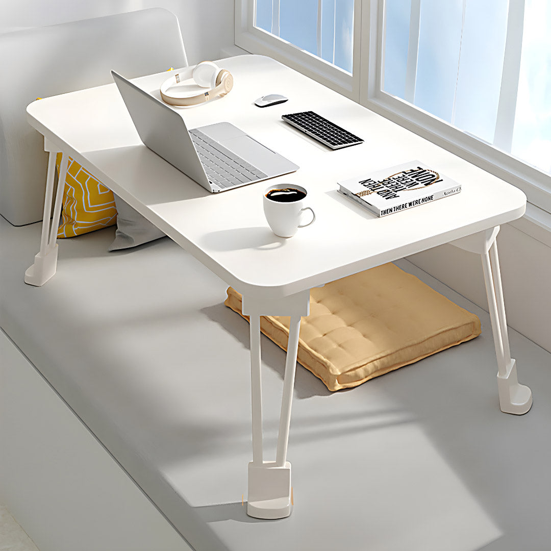 NNEAGS 2X White Portable Bed Table Adjustable Folding Mini Desk With Cup-Holder Home Decor-1