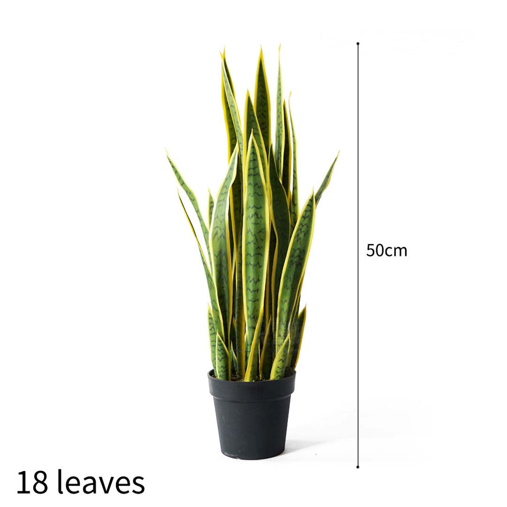 NNEAGS 4X 50cm Artificial Indoor Yellow Edge Tiger Piran Fake Decoration Tree Flower Pot Plant-1