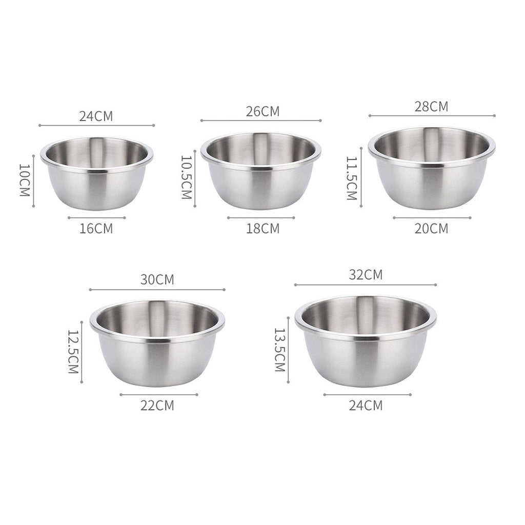 NNEAGS 2X 5Pcs Deepen Matte Stainless Steel Stackable Baking Washing Mixing Bowls Set Food Storage Basin-1