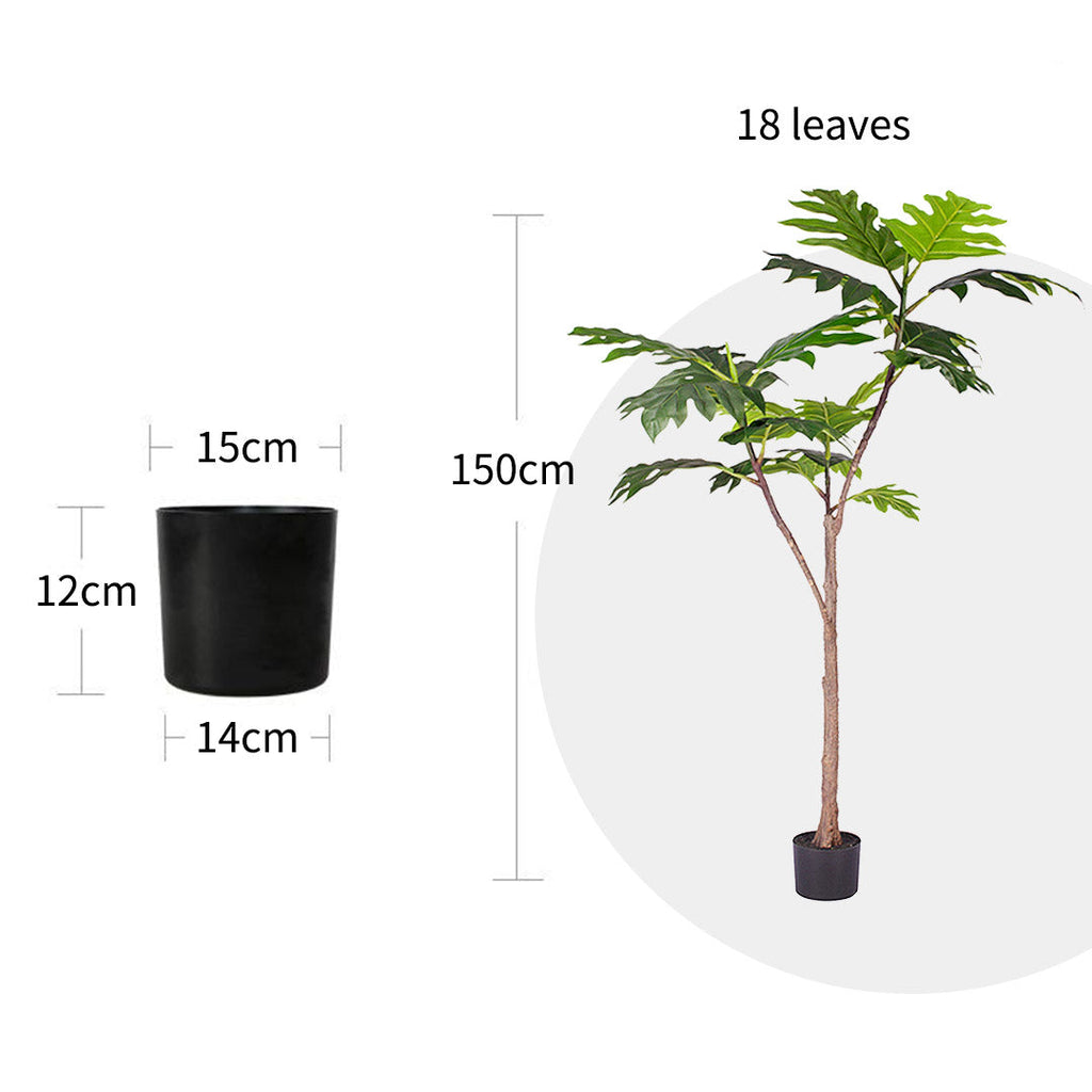 NNEAGS 2X 150cm Artificial Natural Green Split-Leaf Philodendron Tree Fake Tropical Indoor Plant Home Office Decor-1