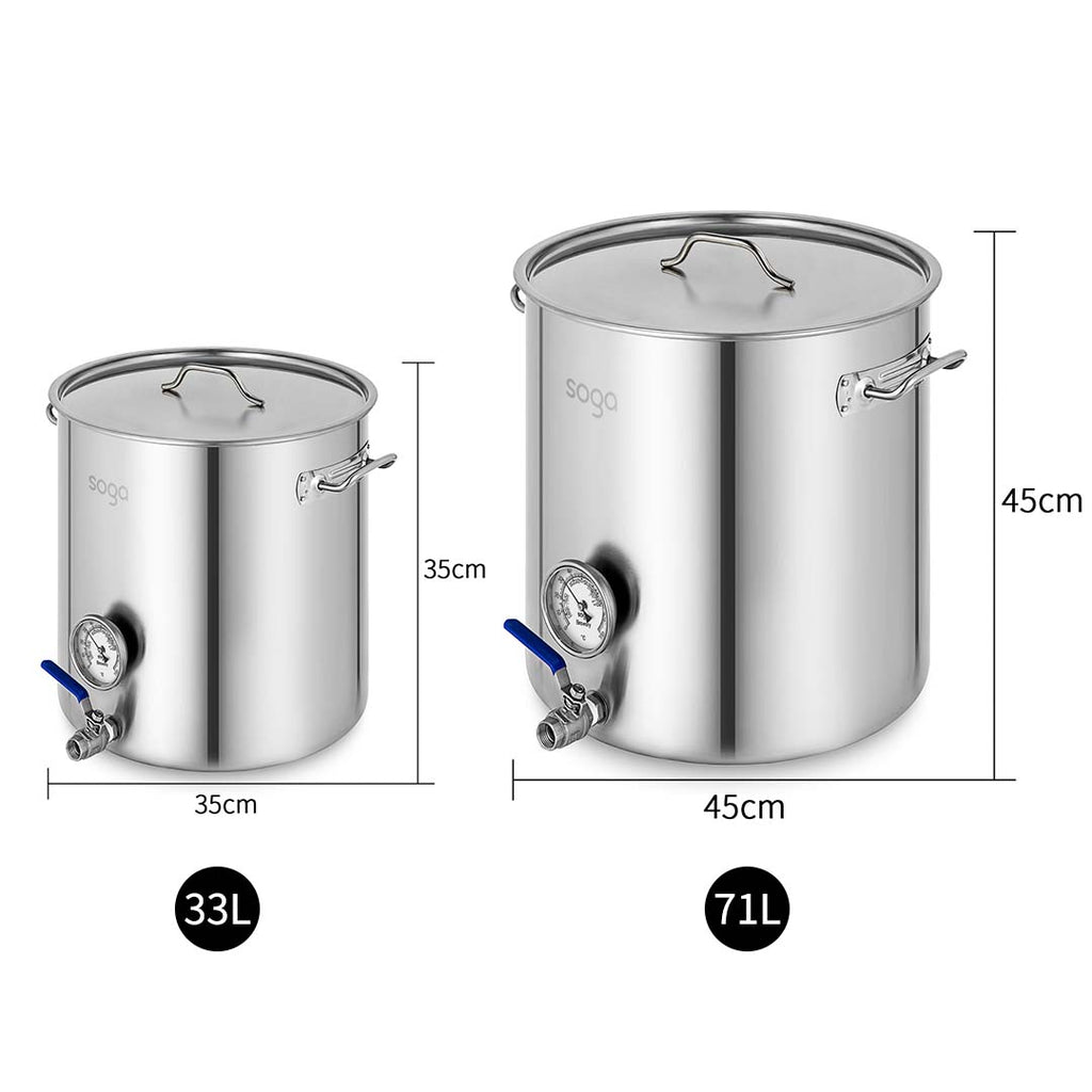 NNEAGS Stainless Steel Brewery Pot 33L 71L With Beer Valve 35CM 45CM-1