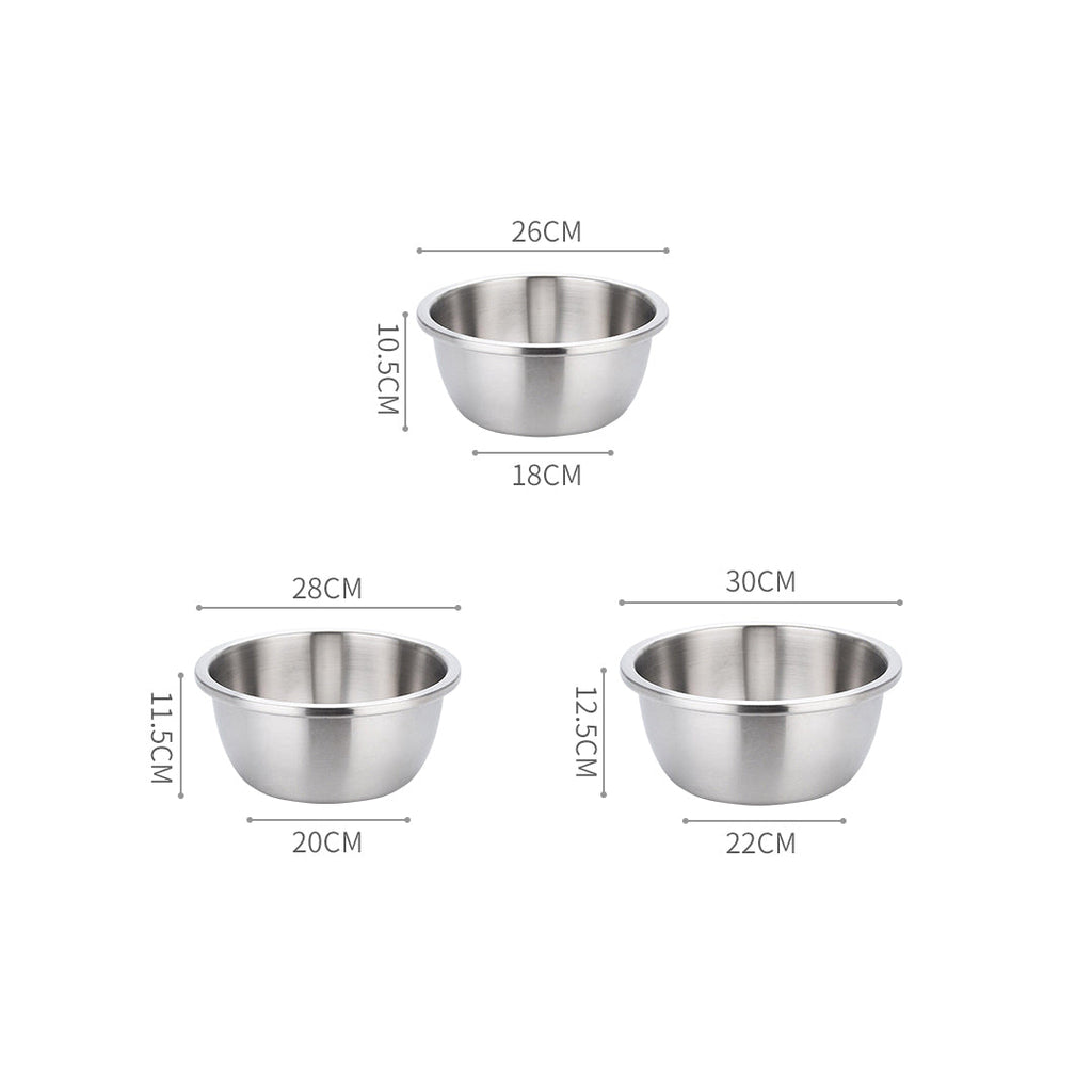 NNEAGS 2X 3Pcs Deepen Matte Stainless Steel Stackable Baking Washing Mixing Bowls Set Food Storage Basin-1