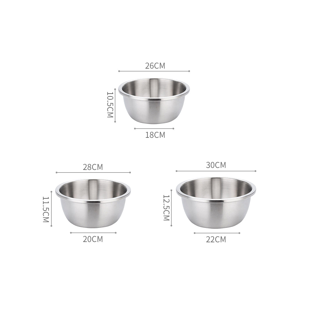 NNEAGS 2X 3Pcs Deepen Matte Stainless Steel Stackable Baking Washing Mixing Bowls Set Food Storage Basin-1