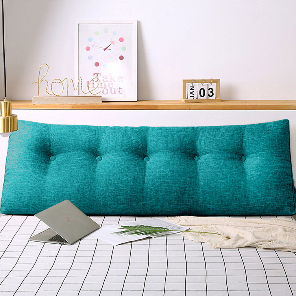 NNEAGS 2X 100cm Blue Green Triangular Wedge Bed Pillow Headboard Backrest Bedside Tatami Cushion Home Decor-1