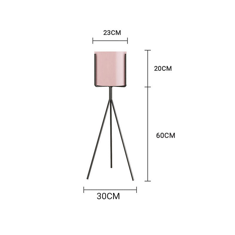 NNEAGS 80cm Tripod Flower Pot Plant Stand with Pink Flowerpot Holder Rack Indoor Display-1