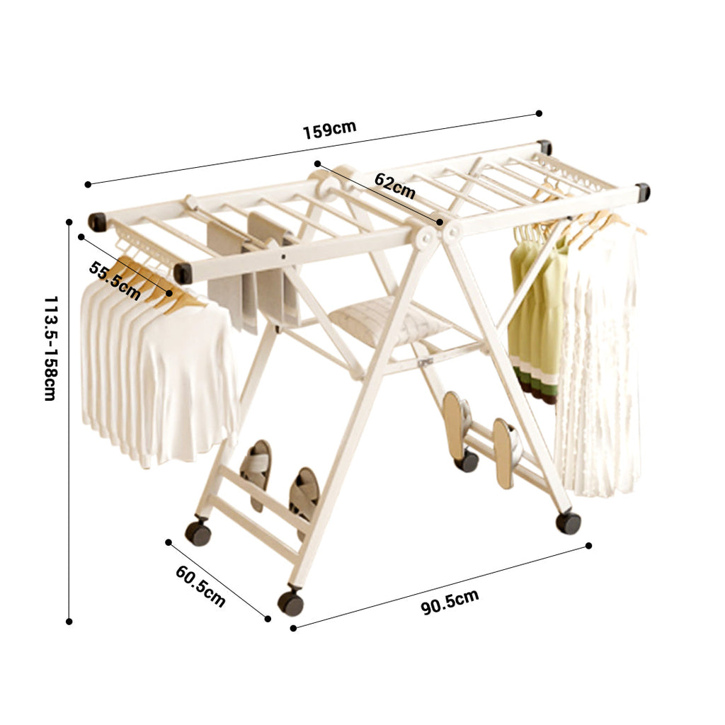 NNEAGS 140cm Portable Wing Shape Clothes Drying Rack Foldable Space-Saving Laundry Holder-1