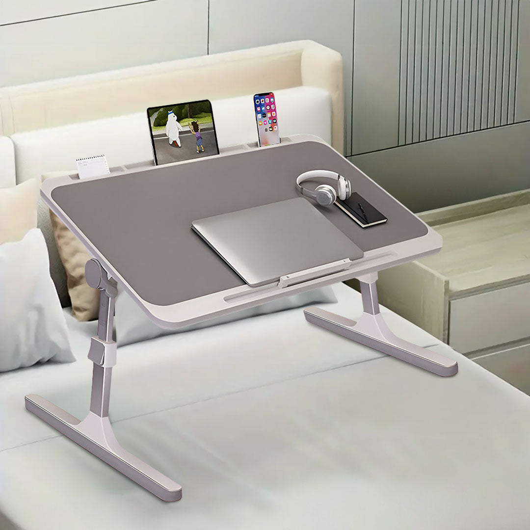 NNEAGS 2X 70X45cm Grey Small Laptop Bed Portable Foldable Study Table Adjustable-1