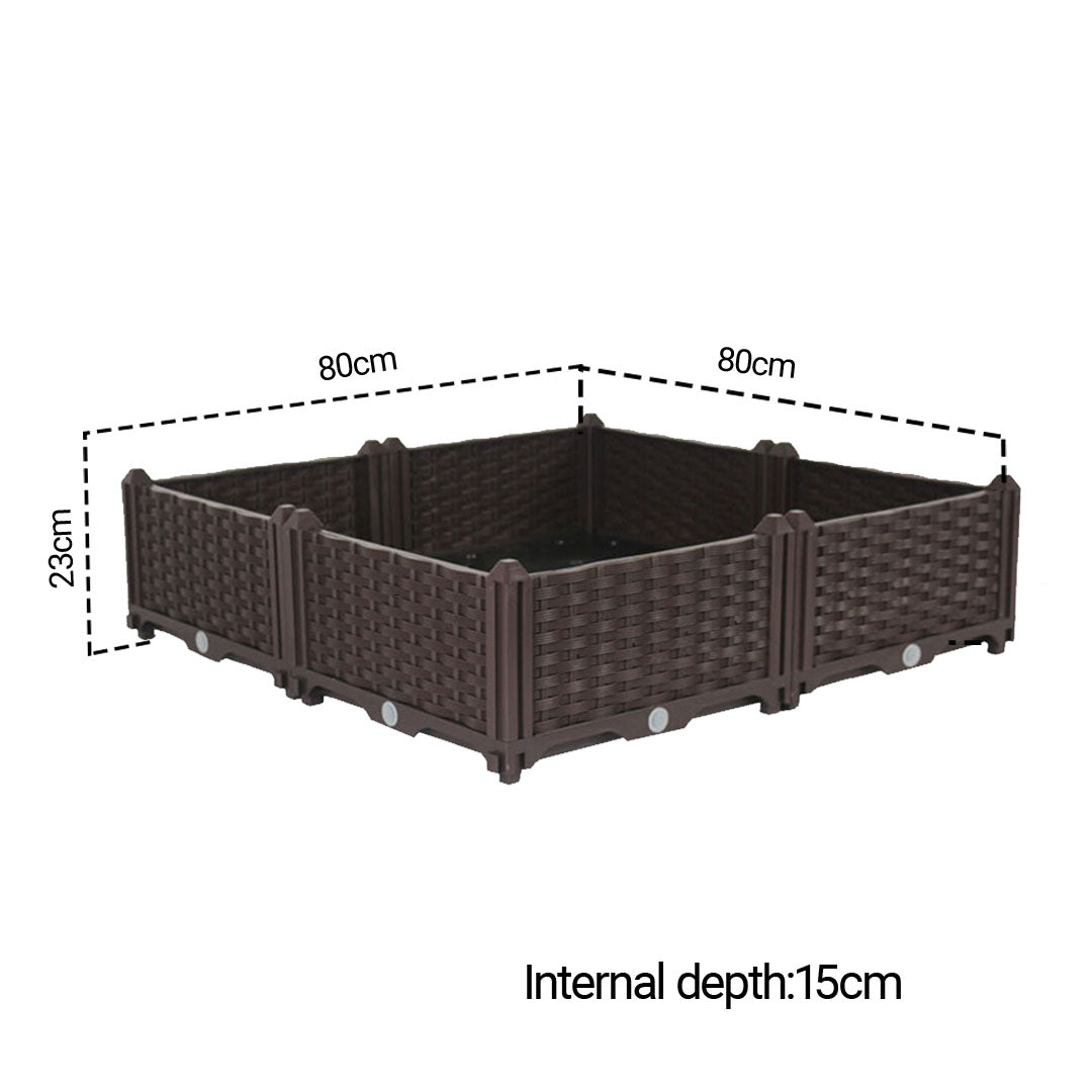 NNEAGS 2X 80cm Raised Planter Box Vegetable Herb Flower Outdoor Plastic Plants Garden Bed-1