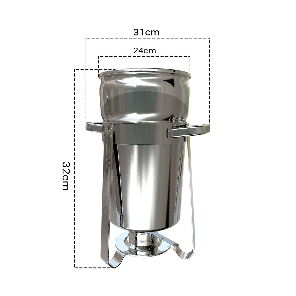 NNEAGS 7L Round Stainless Steel Soup Warmer Marmite Chafer Full Size Catering Chafing Dish-1