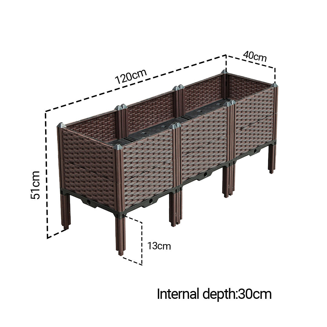 NNEAGS 2X 120cm Raised Planter Box Vegetable Herb Flower Outdoor Plastic Plants Garden Bed with Legs Deepen-1