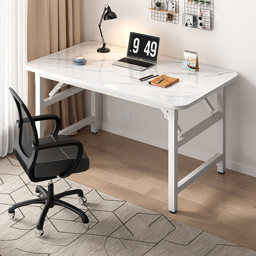 NNEAGS 120x60 White Foldable Computer Study Table Easy Assembly Desk No Chair-1