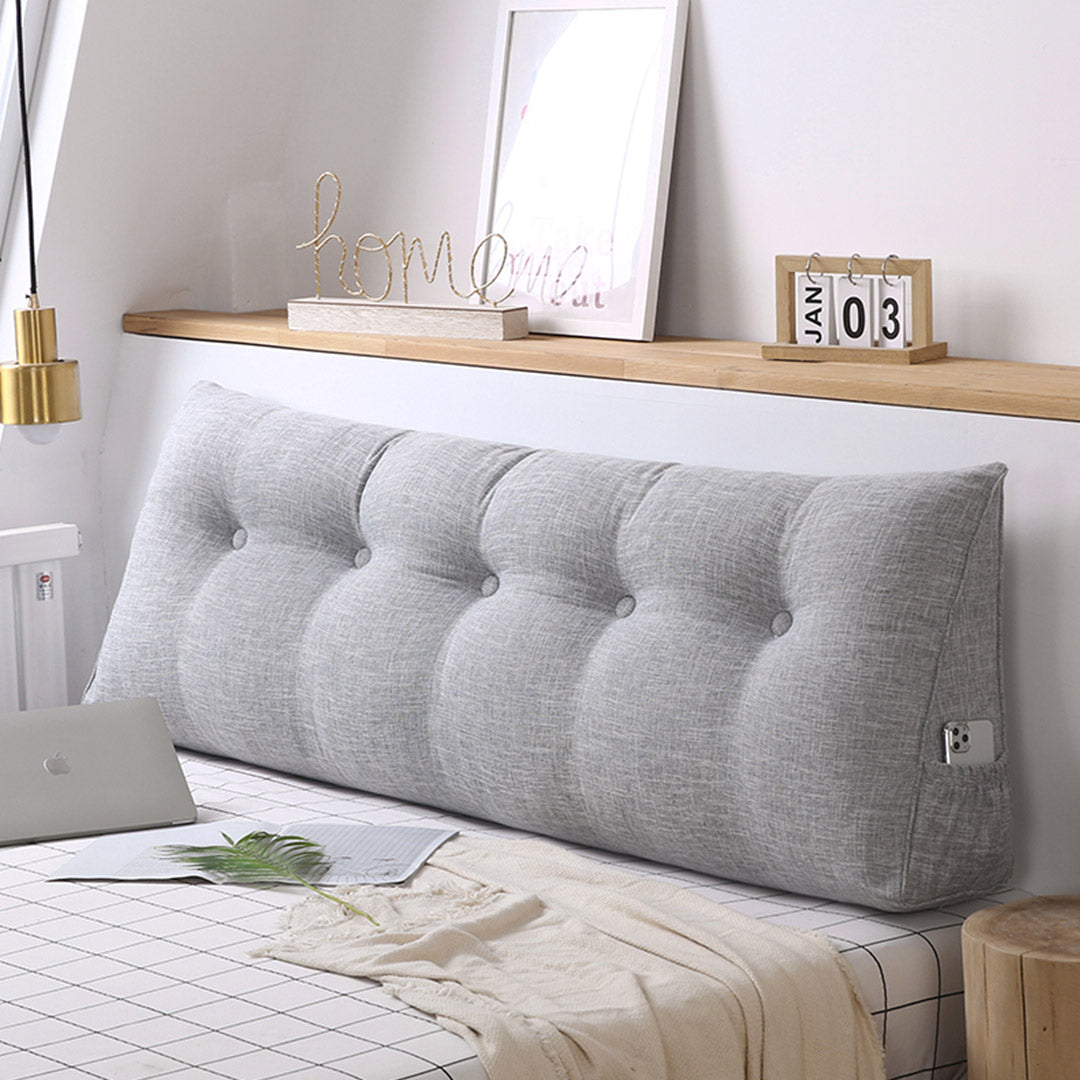 NNEAGS 4X 150cm Silver Triangular Wedge Bed Pillow Headboard Backrest Bedside Tatami Cushion Home Decor-1