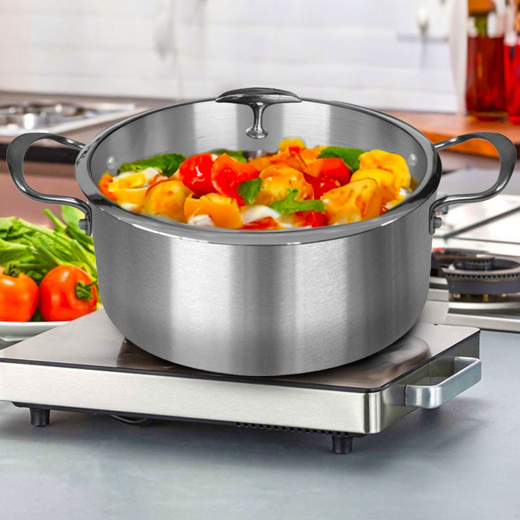 NNEAGS 2X Stainless Steel 30cm Casserole With Lid Induction Cookware-2