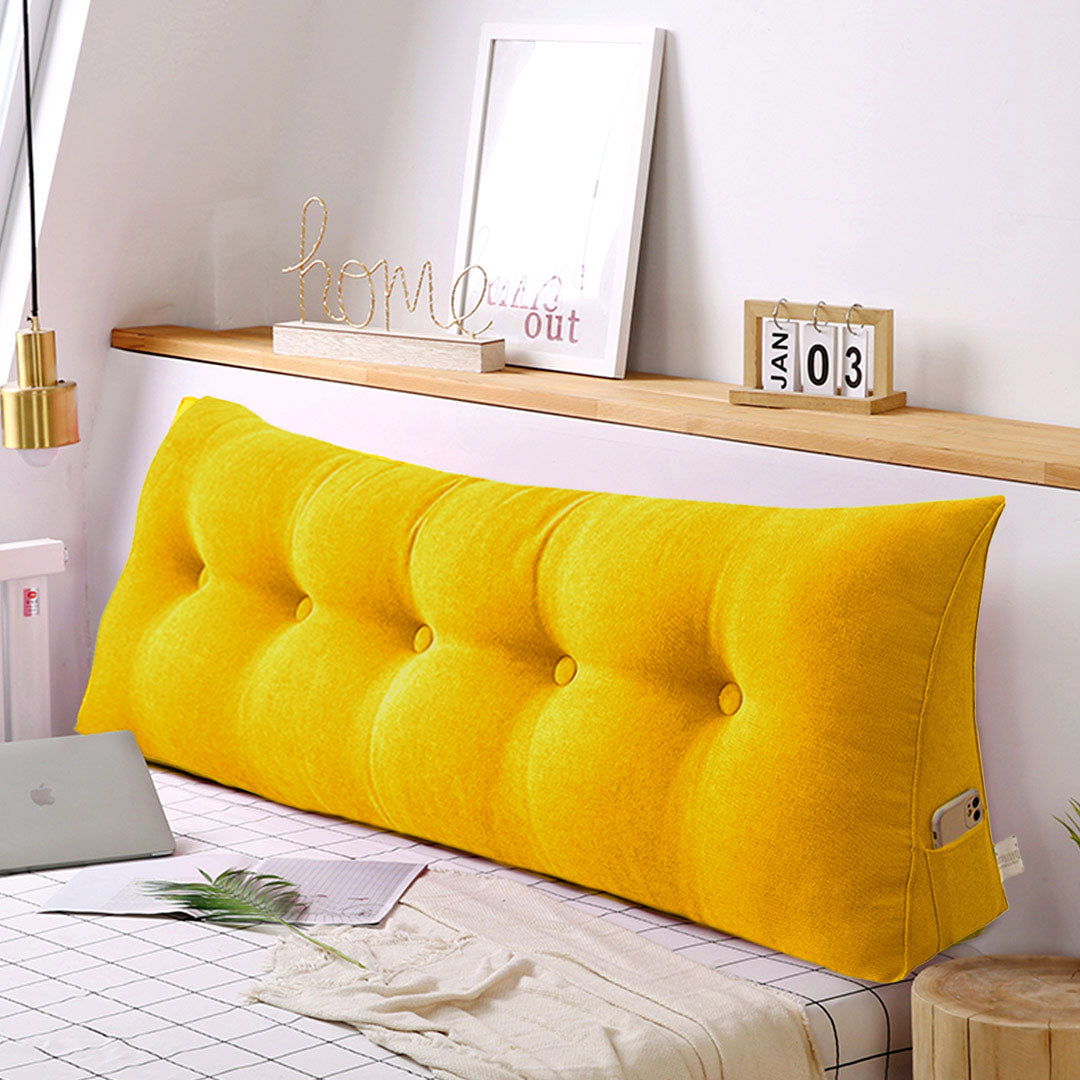 NNEAGS 2X 120cm Yellow Triangular Wedge Bed Pillow Headboard Backrest Bedside Tatami Cushion Home Decor-2