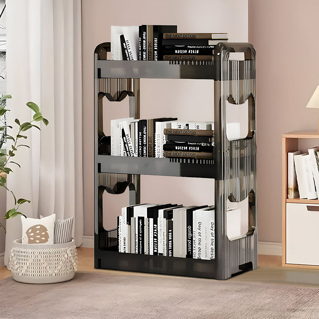 NNEAGS 2X 38x24cm Clear 4 Tier Bookshelf & Cosmetic Storage Organizer Trolley Rack-2