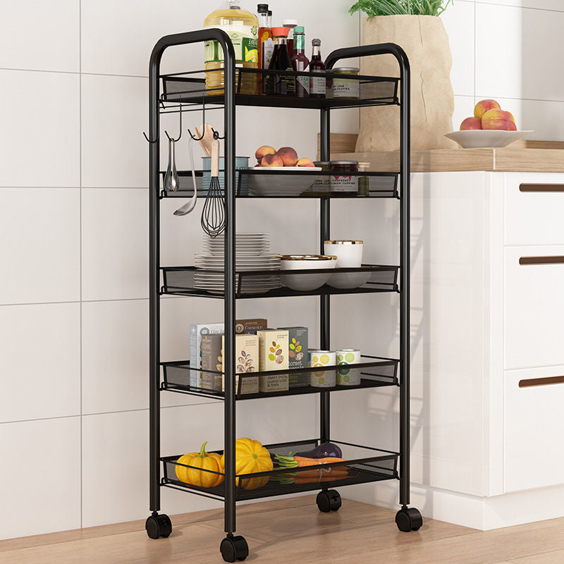 NNEAGS 2X 5 Tier Steel Black Bee Mesh Kitchen Cart Multi-Functional Shelves Portable Storage Organizer with Wheels-2