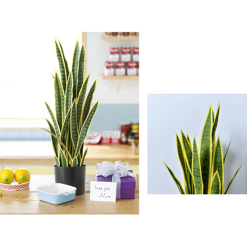 NNEAGS 4X 50cm Artificial Indoor Yellow Edge Tiger Piran Fake Decoration Tree Flower Pot Plant-2