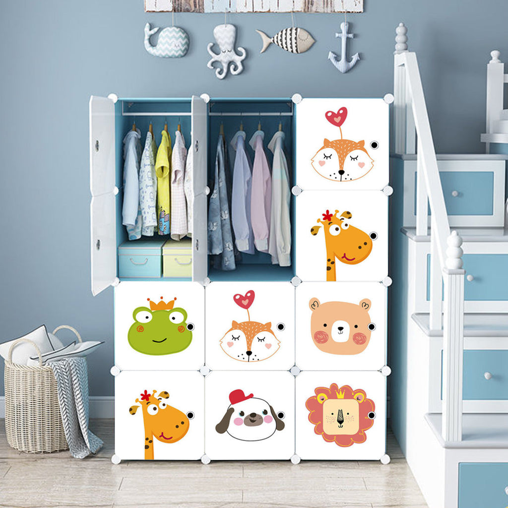 NNEAGS 10 Cubes DIY Animal Design Portable Wardrobe Divide-Grid Modular Storage Organiser Foldable Closet-2