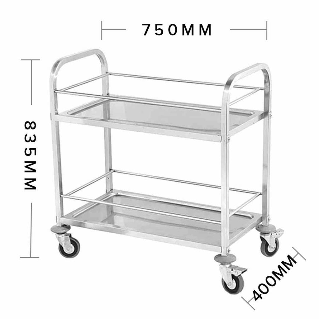 NNEAGS 2 Tier 75x40x84cm Stainless Steel Drink Wine Food Utility Cart Small-2