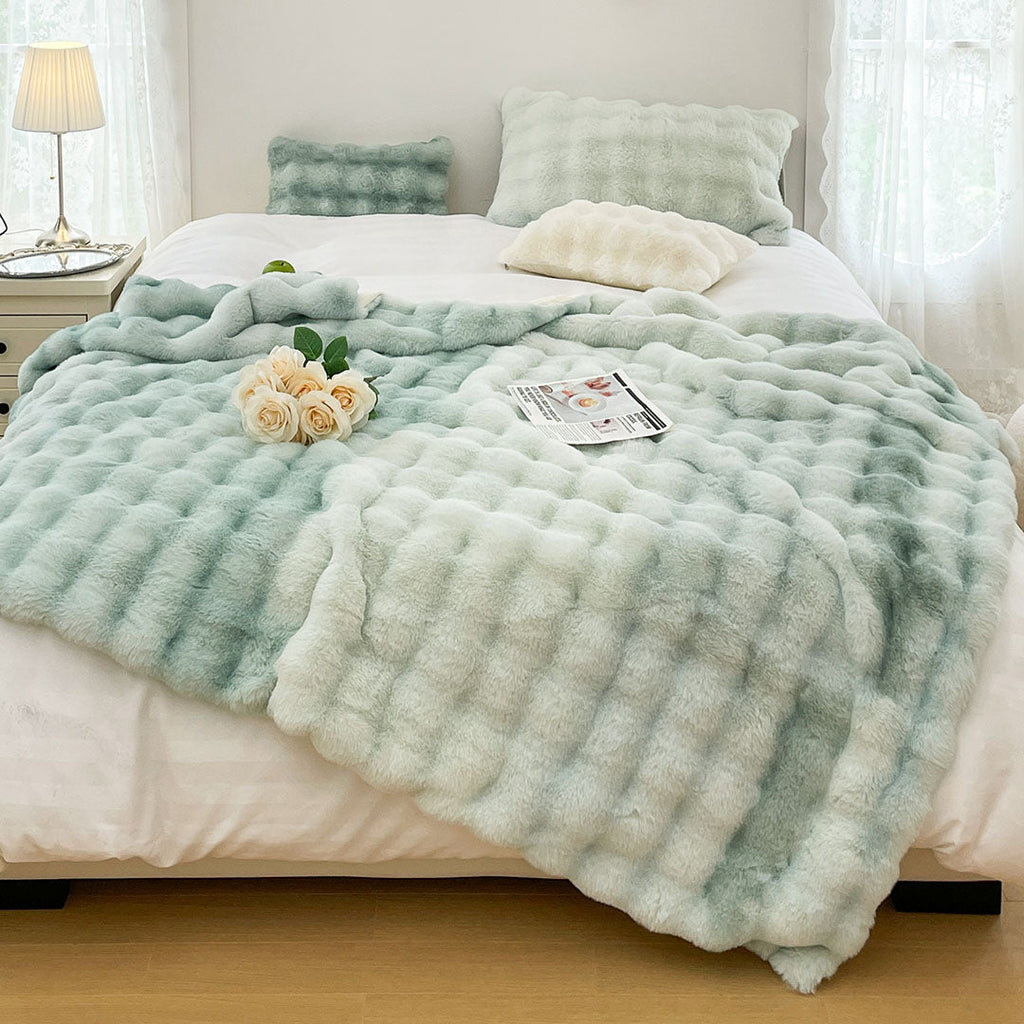 NNEAGS 2X 200cm Light Green Fuzzy Super Soft and Cozy Fluffy Throw Blanket-2