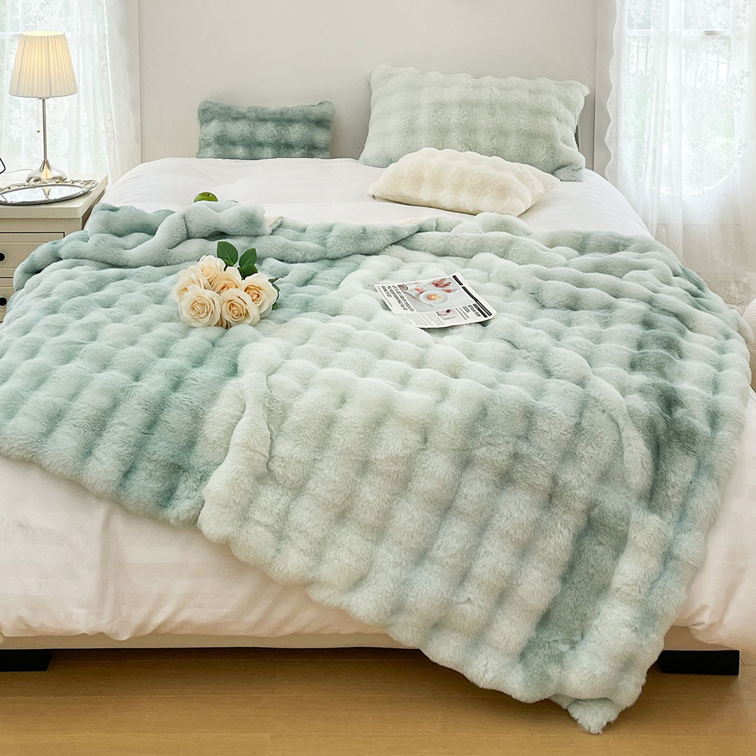NNEAGS 2X 200cm Light Green Fuzzy Super Soft and Cozy Fluffy Throw Blanket-2