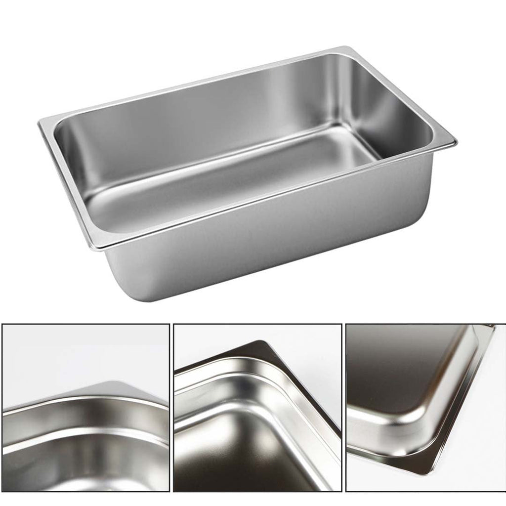 NNEAGS 2X GN Pan Full Size 1/1 GN Pan 20cm Deep Stainless Steel Tray With Lid-2