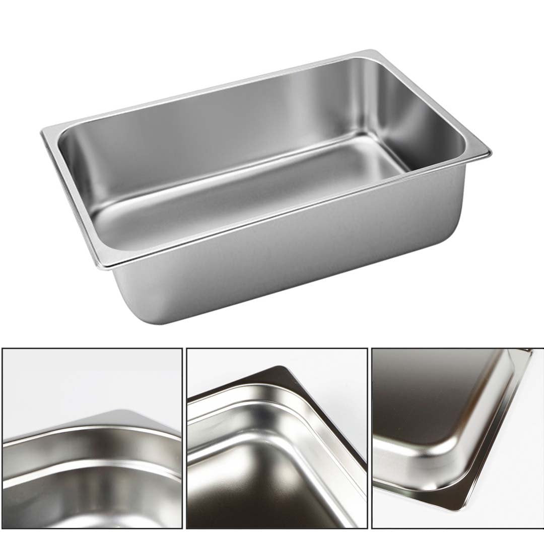 NNEAGS 2X GN Pan Full Size 1/1 GN Pan 20cm Deep Stainless Steel Tray With Lid-2