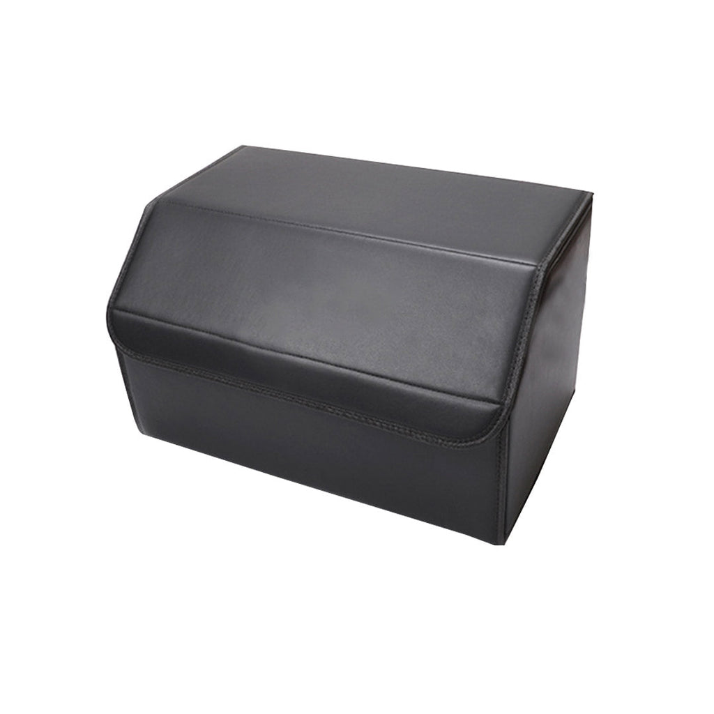 NNEAGS 4X Leather Car Boot Collapsible Foldable Trunk Cargo Organizer Portable Storage Box Black Medium-2
