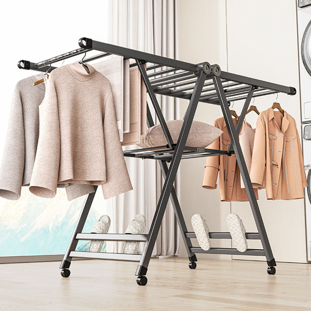 NNEAGS 1.4m Portable Wing Shape Clothes Drying Rack Foldable Space-Saving Laundry Holder-2