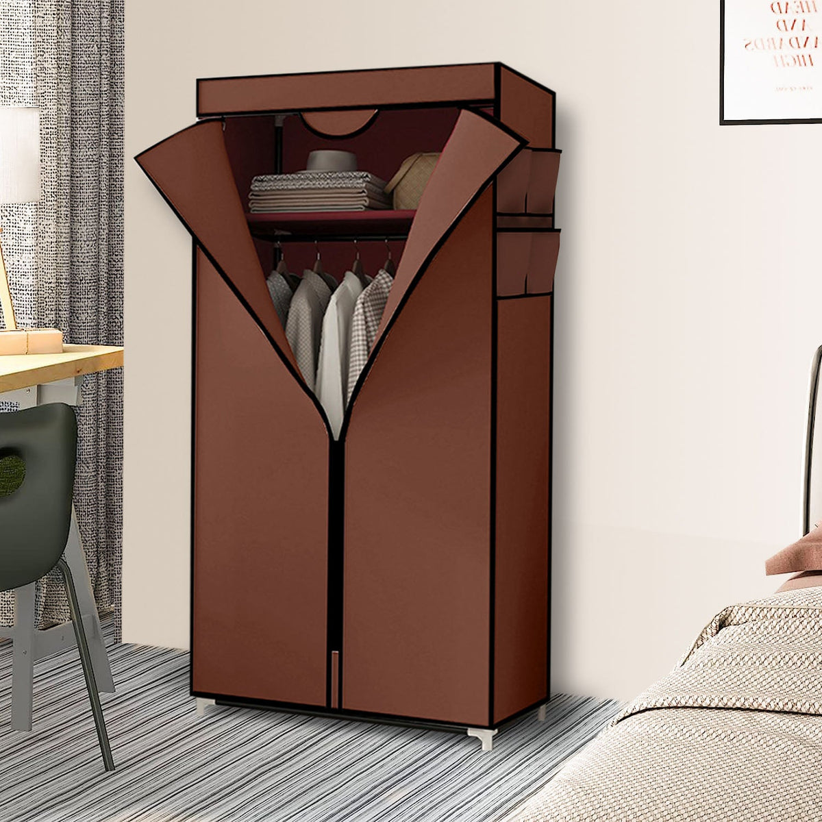 NNEAGS 2X 75x45xcm Brown Clothes Organizer Rack with Zippered Dust Cover-2