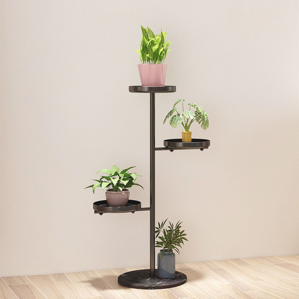 NNEAGS 3 Tier Black Round Plant Stand Flowerpot Tray Display Living Room Balcony Metal Decorative Shelf-2