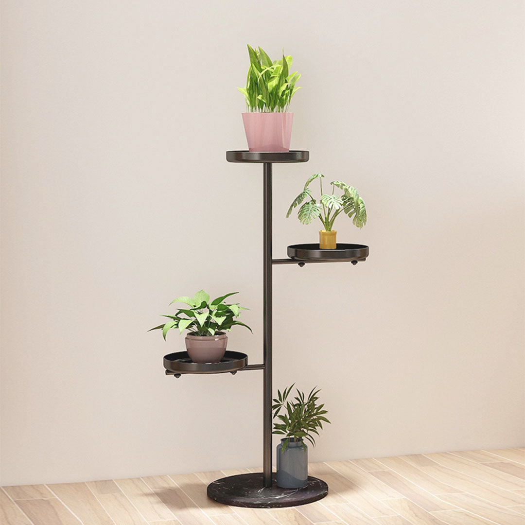 NNEAGS 3 Tier Black Round Plant Stand Flowerpot Tray Display Living Room Balcony Metal Decorative Shelf-2