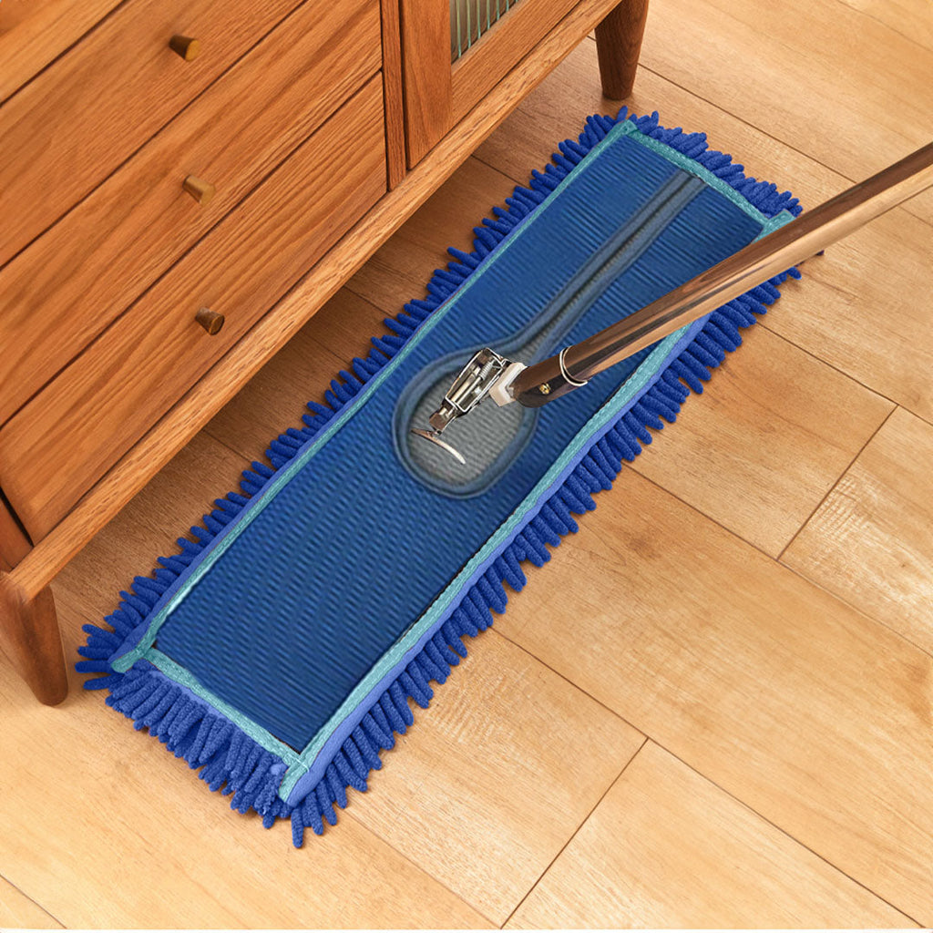 NNEAGS 5X 100x22 Blue Microfiber Flat Mop Floor Cleaning Pads Rotating Dust Remover-2