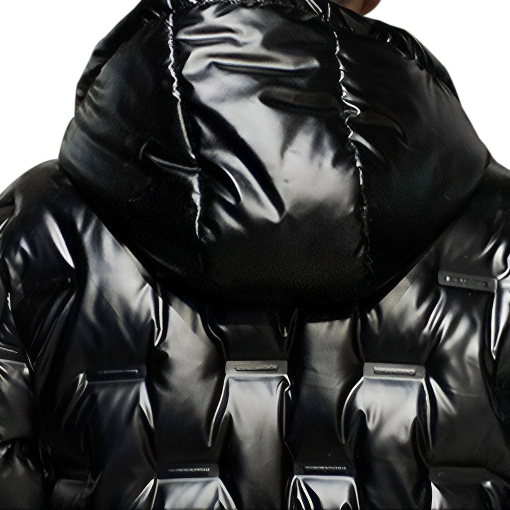 NNEAGS abbee Black 3XL Winter Hooded Glossy Down Jacket Stylish Lightweight Quilted Warm Puffer Coat-2