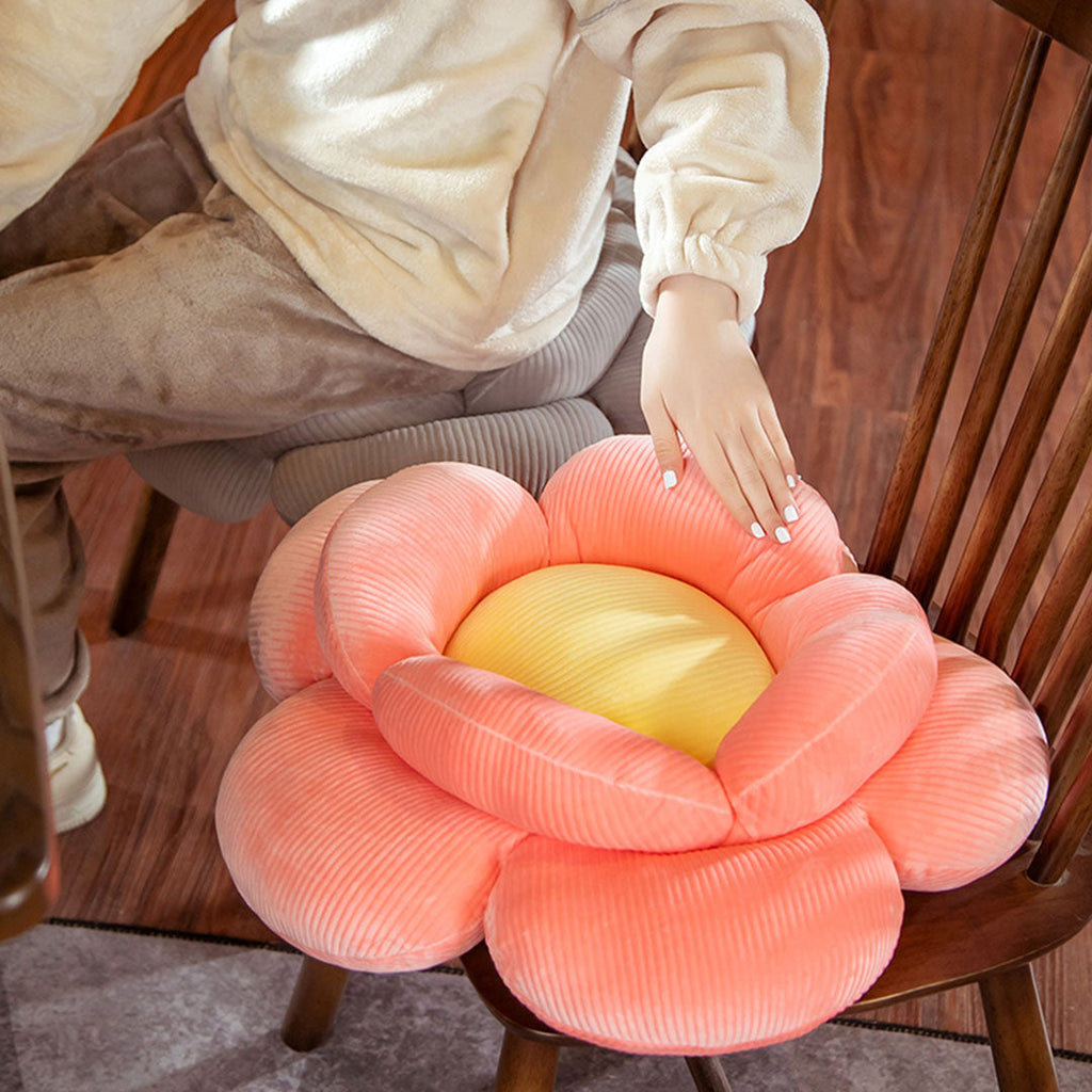NNEAGS 2X Red Double Flower Shape Cushion Soft Bedside Floor Plush Pillow Home Decor-2