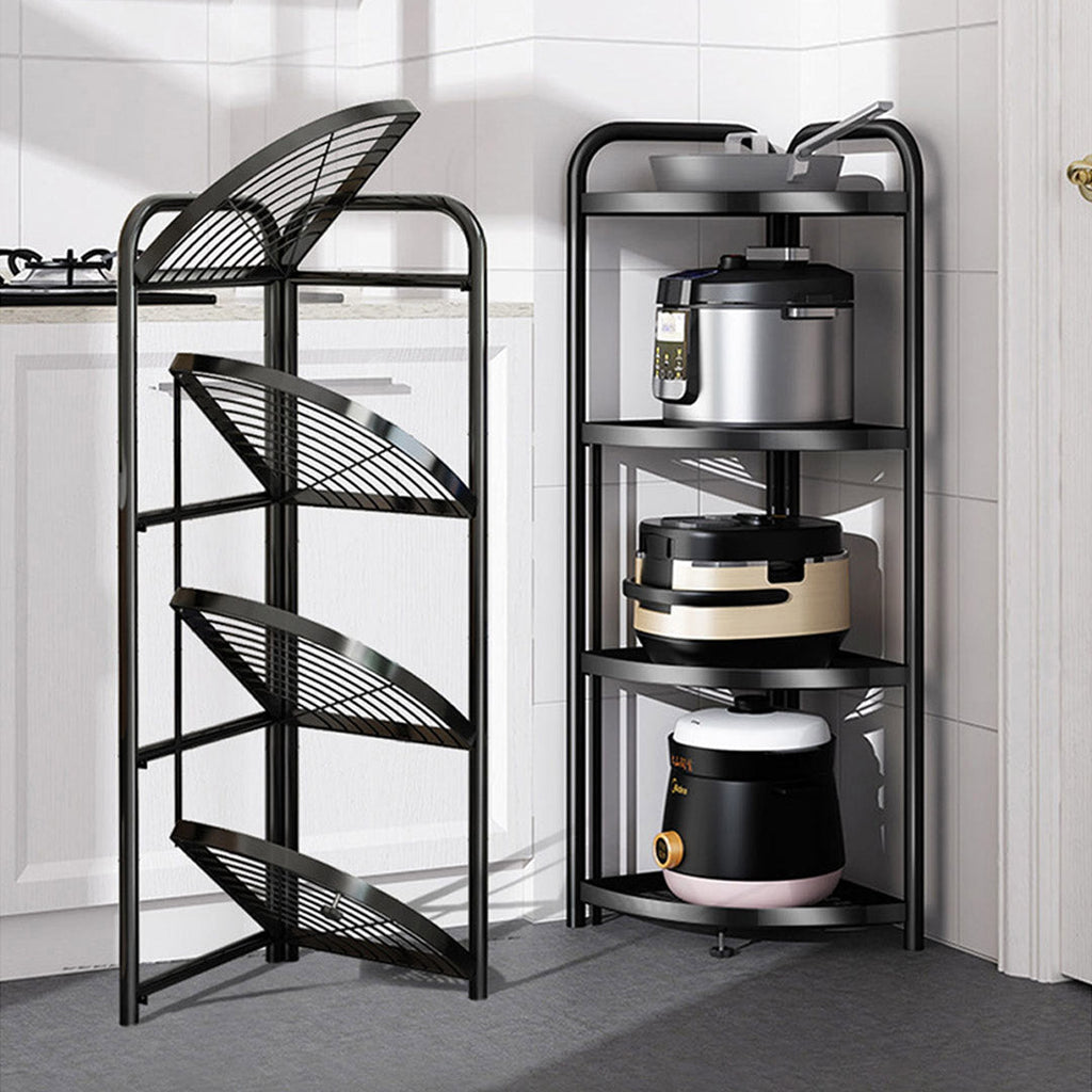 NNEAGS 2X 4 Tier Steel Triangular  Corner Stand Multi-Functional Shelves Portable Storage Organizer-2