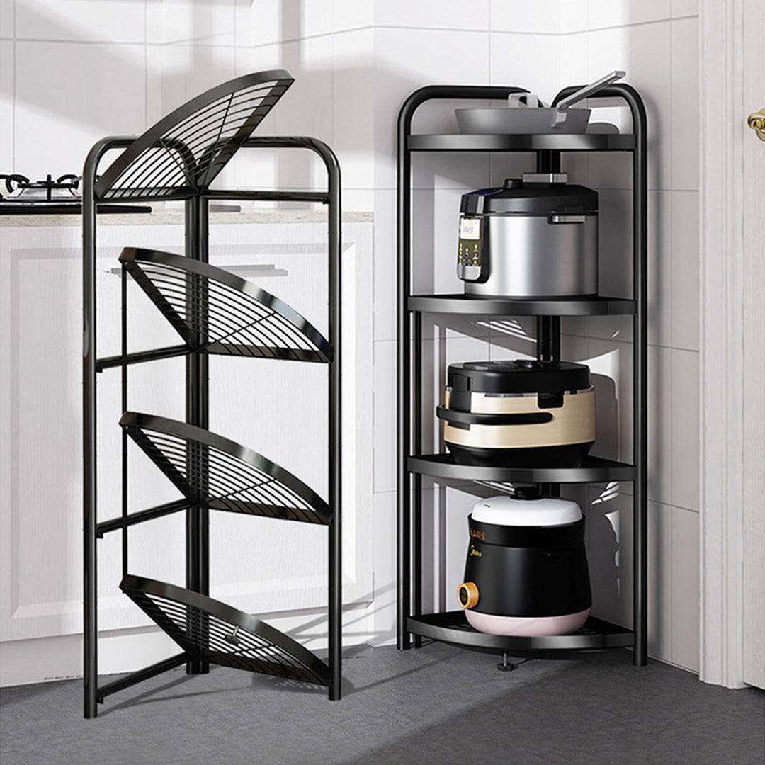 NNEAGS 2X 4 Tier Steel Triangular  Corner Stand Multi-Functional Shelves Portable Storage Organizer-2