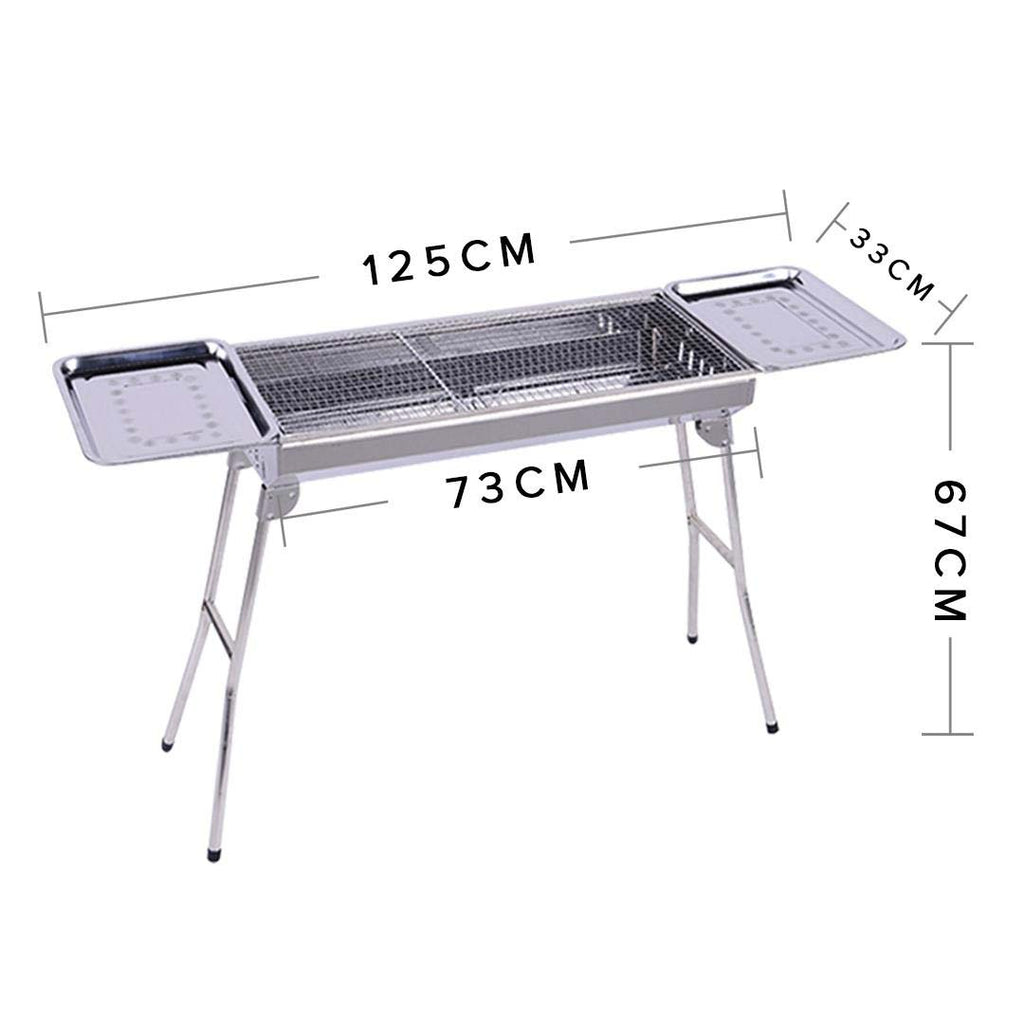 NNEAGS Skewers Grill with Side Tray Portable Stainless Steel Charcoal BBQ Outdoor 6-8 Persons-2