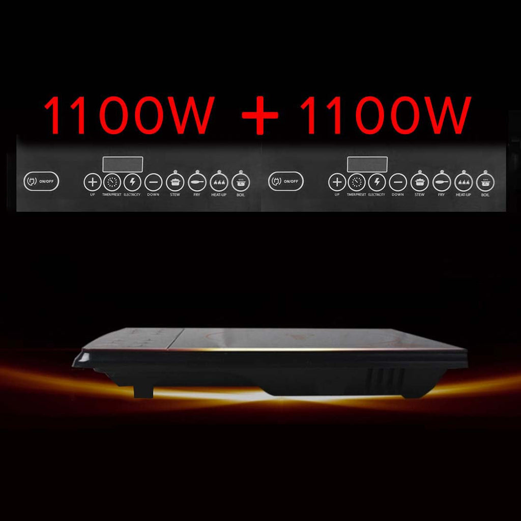 NNEAGS Cooktop Portable Induction LED Electric Double Duo Hot Plate Burners Cooktop Stove-2