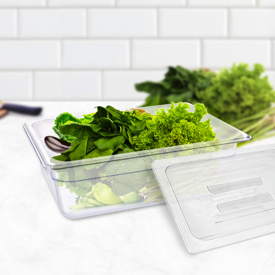 NNEAGS 150mm Clear Gastronorm GN Pan 1/2 Food Tray Storage Bundle of 4 with Lid-2