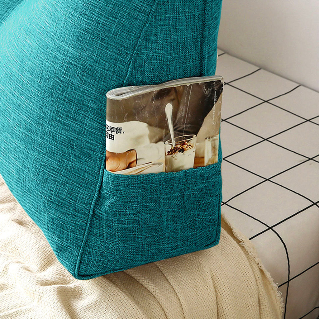 NNEAGS 2X 100cm Blue Green Triangular Wedge Bed Pillow Headboard Backrest Bedside Tatami Cushion Home Decor-2