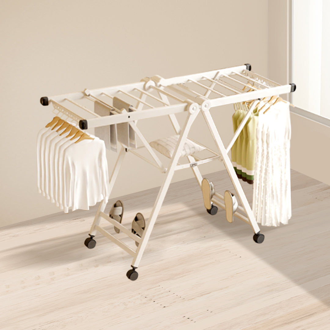 NNEAGS 140cm Portable Wing Shape Clothes Drying Rack Foldable Space-Saving Laundry Holder-2