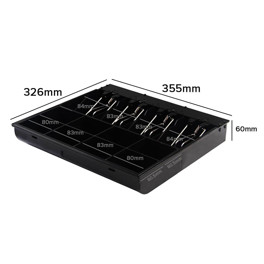 NNEAGS Black Heavy Duty Cash Drawer Electronic 4 Bills 8 Coins Cheque Slot Tray Pos 410-2