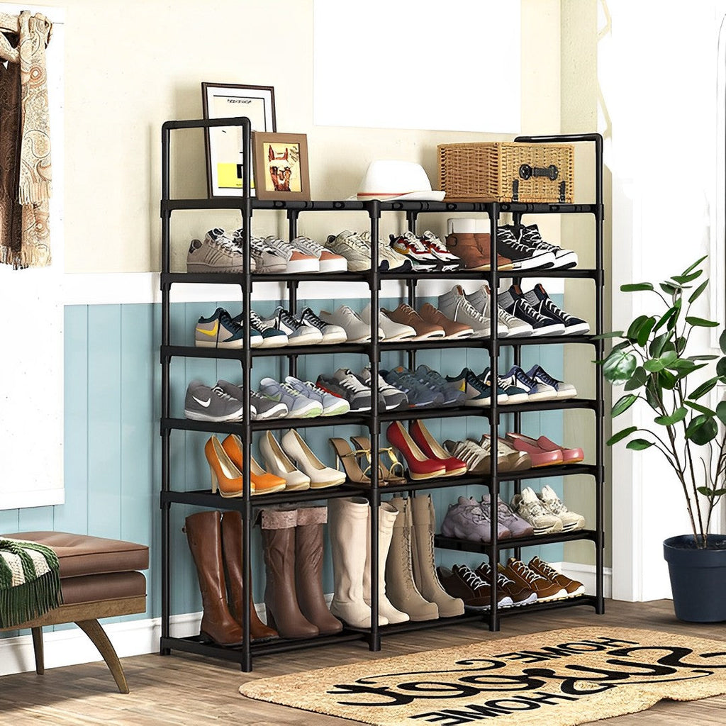 NNEAGS 2X 19-Shelf Tier Shoe Storage Shelf Space-Saving Caddy Rack Organiser with Handle-2