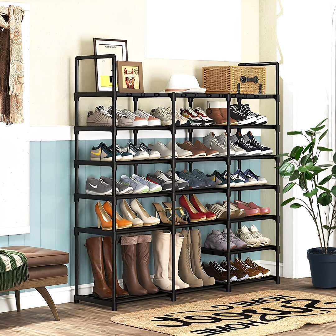 NNEAGS 2X 19-Shelf Tier Shoe Storage Shelf Space-Saving Caddy Rack Organiser with Handle-2