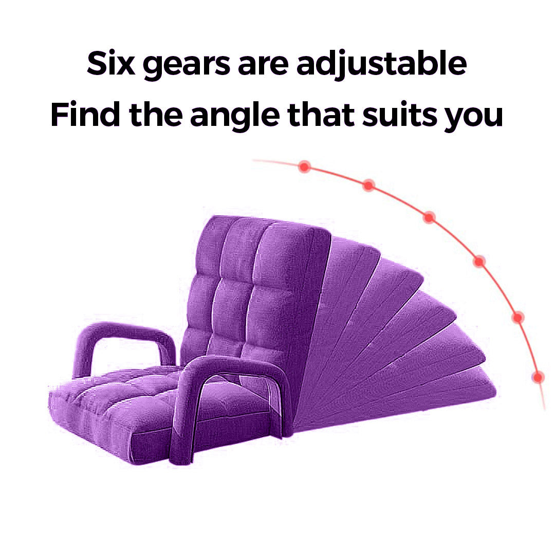 NNEAGS 2X Foldable Lounge Cushion Adjustable Floor Lazy Recliner Chair with Armrest Purple-2