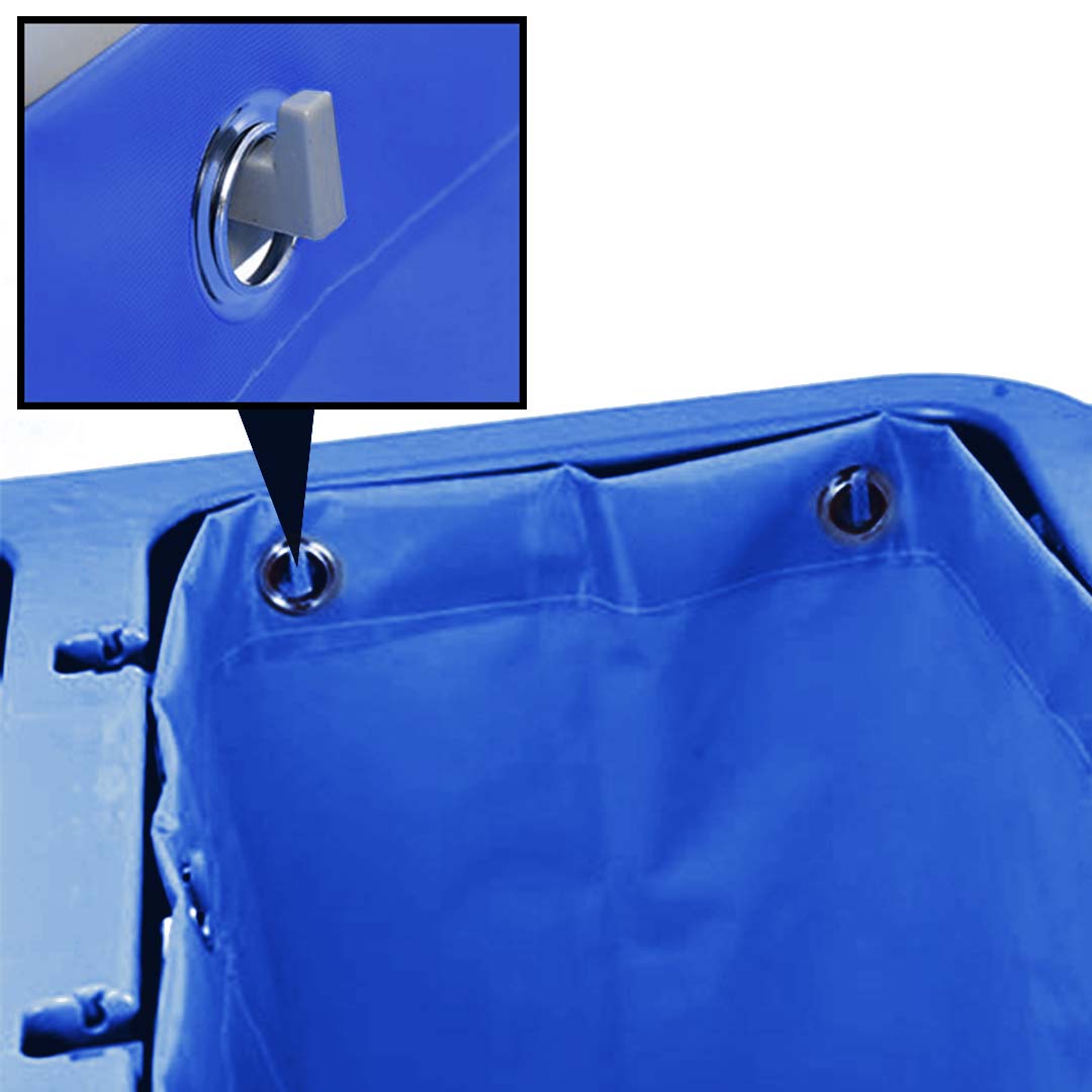NNEAGS 2X 3 Tier Multifunction Janitor Cleaning Waste Cart Trolley and Waterproof Bag Blue-2