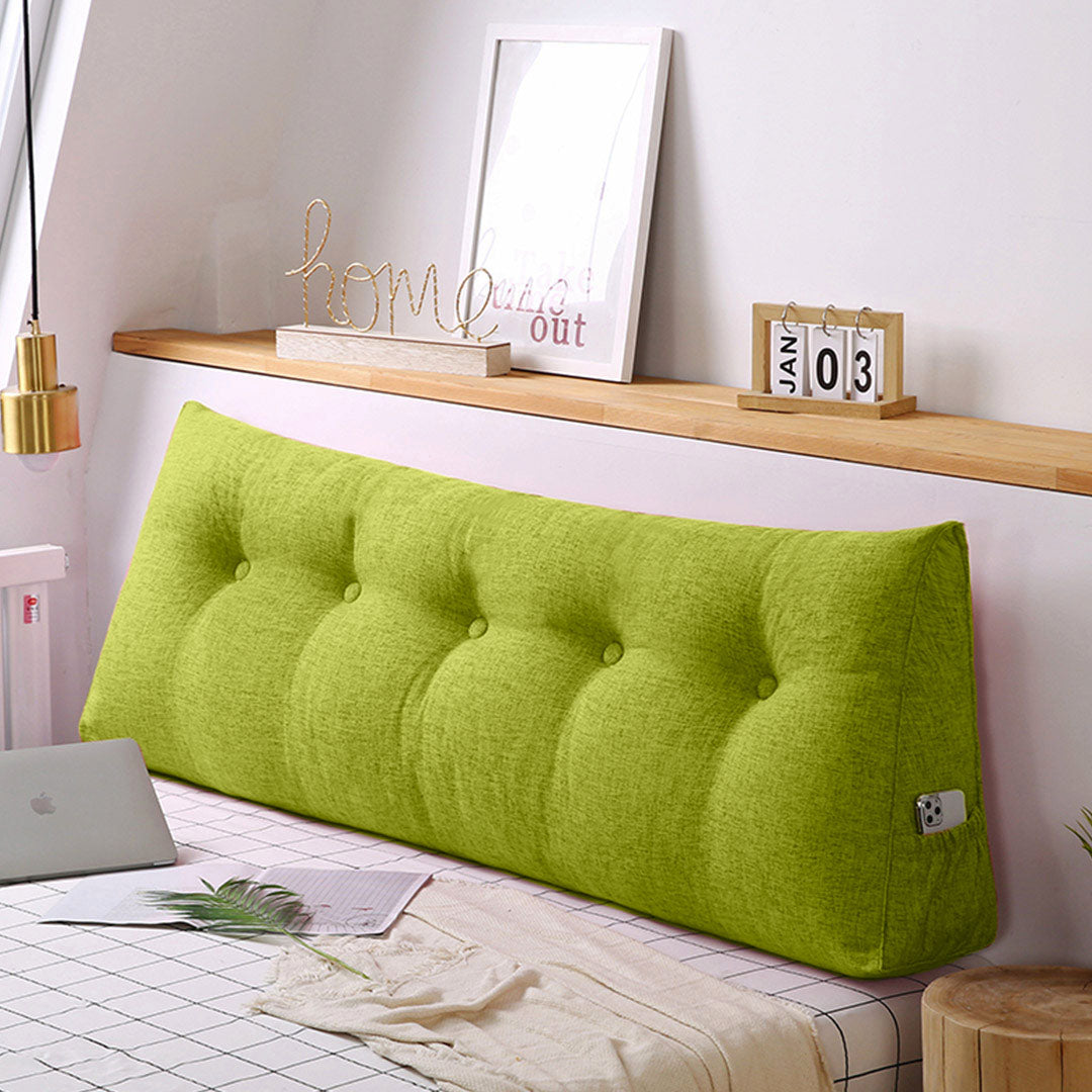 NNEAGS 150cm Green Triangular Wedge Bed Pillow Headboard Backrest Bedside Tatami Cushion Home Decor-2